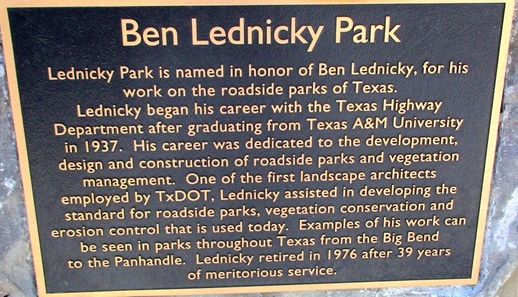 Ben Lednicky Park Marker