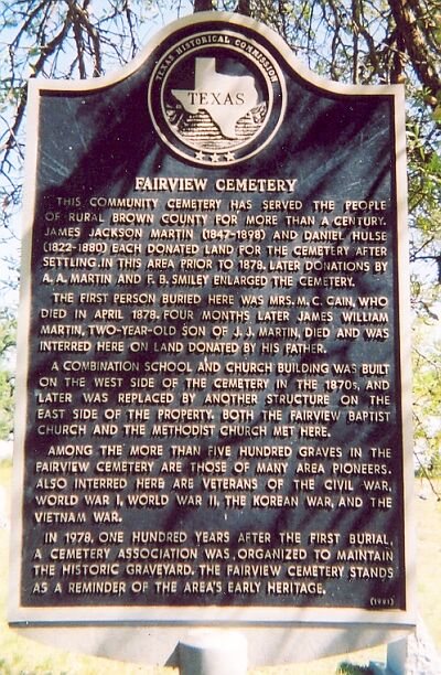 Fairview Cemetery Historical Marker