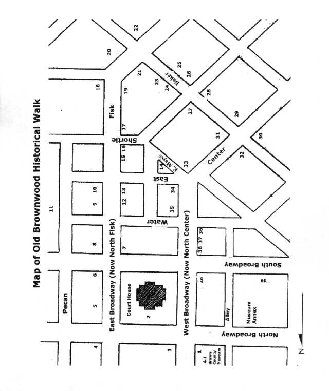 Map of Walking Tour of Old Historical Brownwood
